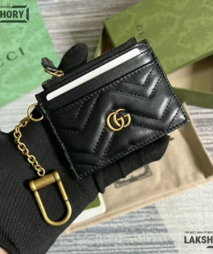 Gucci 1:1 Mirror Replica Matelasse Chevron Key Case Card Holder 10CM/3.9IN Gucci Replica Wallets