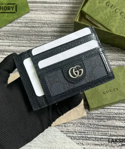 Gucci 1:1 Mirror Replica GG Supreme Ophidia Card Case 7CM/2.8IN Gucci Replica Wallets