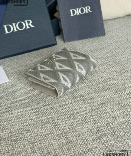 Dior 1:1 Mirror Replica CD Diamond Coated Canvas Bifold Compact Wallet 10CM/3.9IN Christian Dior Replica Wallets