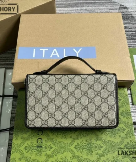 Gucci 1:1 Mirror Replica Travel Document Case Dark Brown 21.5CM/8.5IN Gucci Replica Wallets