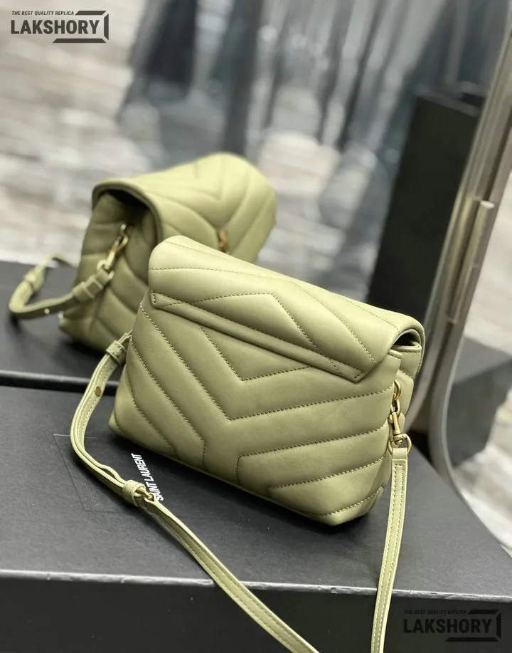 YSL 1:1 Mirror Replica Matelasse Toy Loulou Bag Light Sage 20CM/7.9IN Replica Crossbody Bags YSL 1:1 Mirror Replica Matelasse Toy Loulou Bag Light Sage 20CM/7.9IN Replica Crossbody Bags