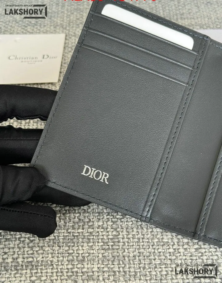 Dior 1:1 Mirror Replica CD Icon Vertical Bifold Card Holder 11.2CM/4.4IN Christian Dior Replica Wallets Dior 1:1 Mirror Replica CD Icon Vertical Bifold Card Holder 11.2CM/4.4IN Christian Dior Replica Wallets