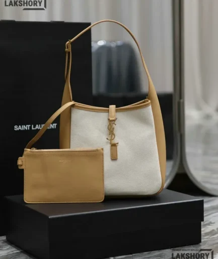YSL 1:1 Mirror Replica Le 5 À 7 Monogram Bicolor Shoulder Bag 23CM/9.1IN Replica Hobo Bags