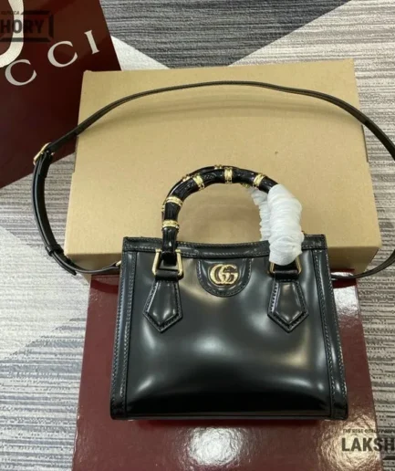 Gucci 1:1 Mirror Replica Diana Small Leather Tote Bag 20CM/7.9IN Gucci Replica Bamboo Bags