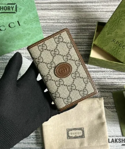 Gucci 1:1 Mirror Replica GG Retro Interlocking G Passport Case 7.5CM/3IN Gucci Replica Wallets