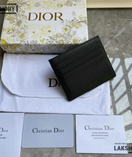 Dior 1:1 Mirror Replica Saddle Card Holder Grained Calfskin 8CM/3.1IN Christian Dior Replica Wallets