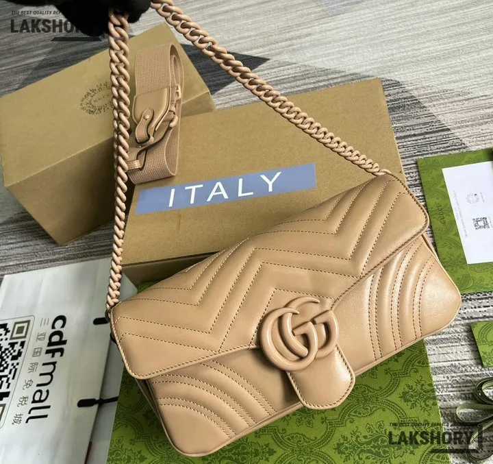 Gucci 1:1 Mirror Replica Matelasse GG Marmont 2.0 Monochrome Bag 26.5CM/10.4IN Gucci Replica Marmont Bags Gucci 1:1 Mirror Replica Matelasse GG Marmont 2.0 Monochrome Bag 26.5CM/10.4IN Gucci Replica Marmont Bags