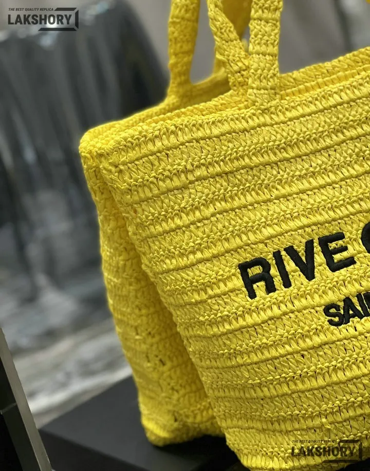 YSL 1:1 Mirror Replica Raffia Embroidered Rive Gauche Tote Bag 38CM/15IN Replica Tote Bags YSL 1:1 Mirror Replica Raffia Embroidered Rive Gauche Tote Bag 38CM/15IN Replica Tote Bags