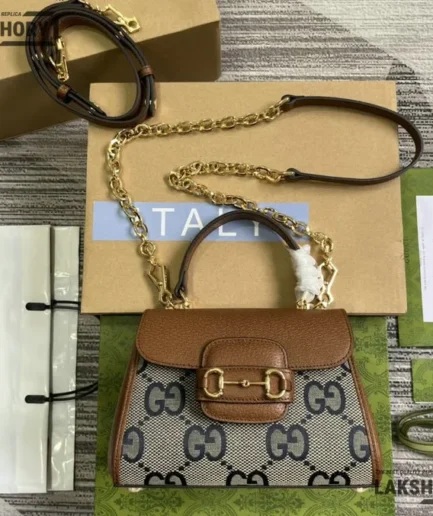 Gucci 1:1 Mirror Replica Gucci Horsebit 1955 Small Top Handle Bag 22CM/8.7IN Gucci Replica Horsebit Bags