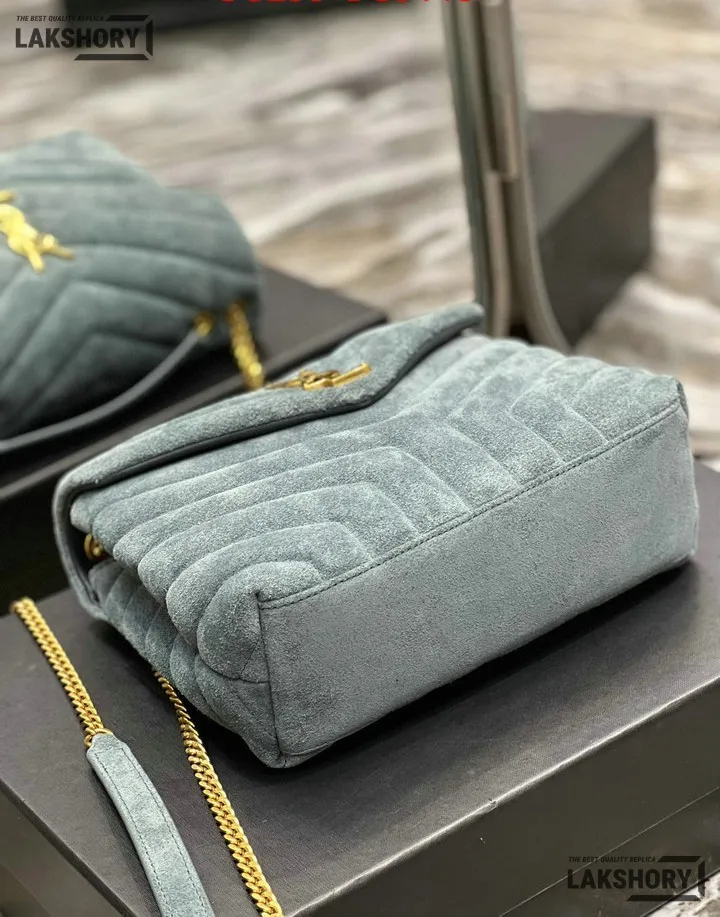 YSL 1:1 Mirror Replica Suede Calfskin Small Loulou Chain Satchel 24CM/9.4IN Replica Crossbody Bags YSL 1:1 Mirror Replica Suede Calfskin Small Loulou Chain Satchel 24CM/9.4IN Replica Crossbody Bags