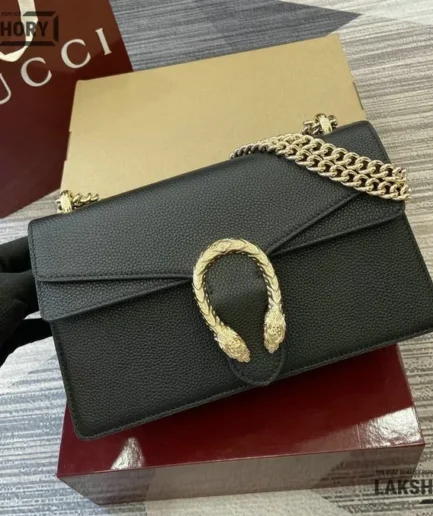 Gucci 1:1 Mirror Replica Dionysus Medium Shoulder Bag Black Blue 28CM/11IN Gucci Replica Dionysus Bags