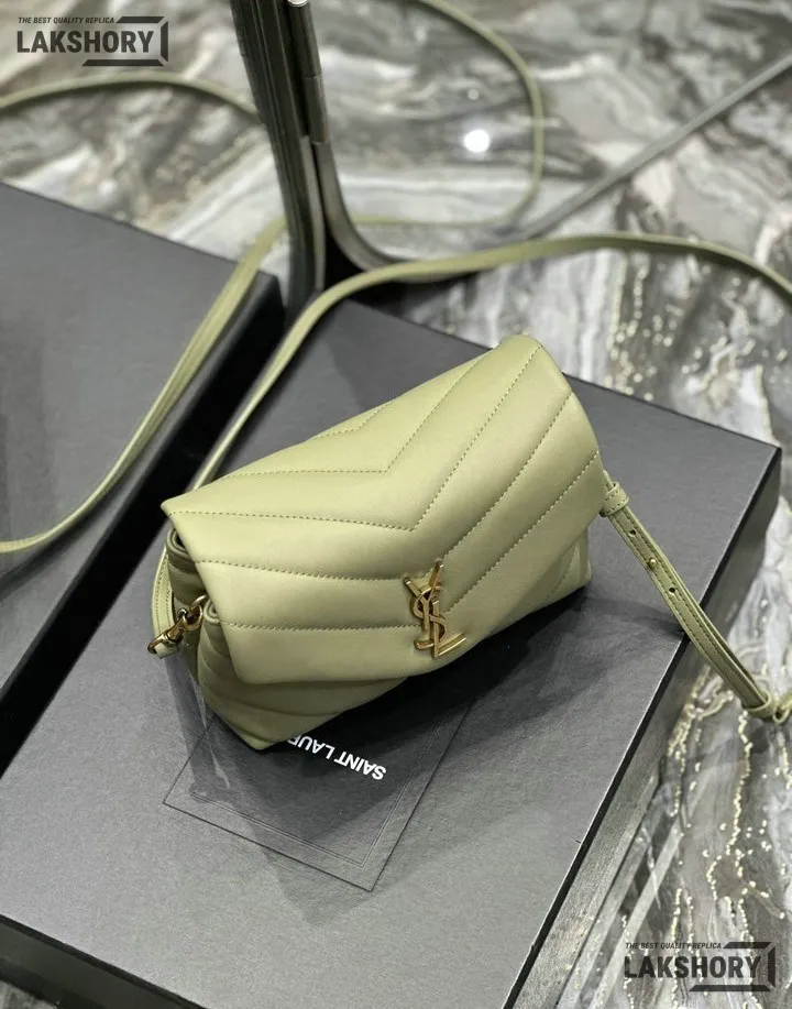 YSL 1:1 Mirror Replica Matelasse Toy Loulou Bag Light Sage 20CM/7.9IN Replica Crossbody Bags YSL 1:1 Mirror Replica Matelasse Toy Loulou Bag Light Sage 20CM/7.9IN Replica Crossbody Bags