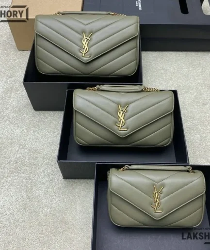 YSL 1:1 Mirror Replica Loulou Matelassé Shoulder Bag Light Sage Replica Crossbody Bags