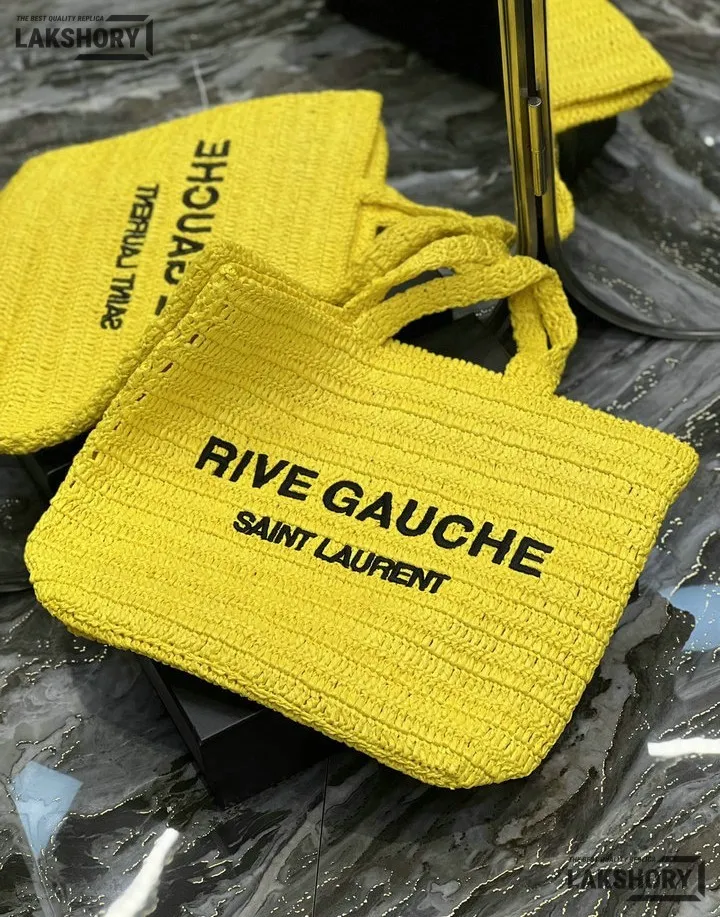 YSL 1:1 Mirror Replica Raffia Embroidered Rive Gauche Tote Bag 38CM/15IN Replica Tote Bags YSL 1:1 Mirror Replica Raffia Embroidered Rive Gauche Tote Bag 38CM/15IN Replica Tote Bags