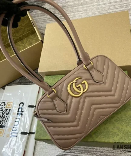 Gucci 1:1 Mirror Replica GG Marmont Small Camera Beige Bag 25.5CM/10IN Gucci Replica Marmont Bags