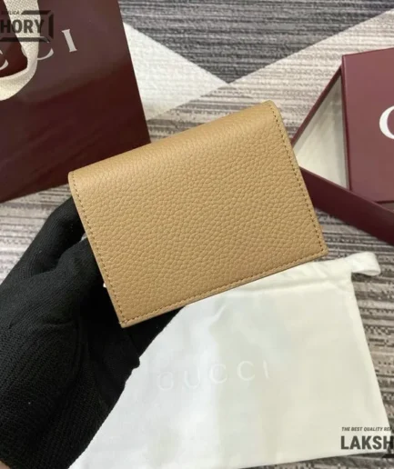 Gucci 1:1 Mirror Replica GG Marmont Card Case Wallet Beige 11CM/4.3IN Gucci Replica Wallets
