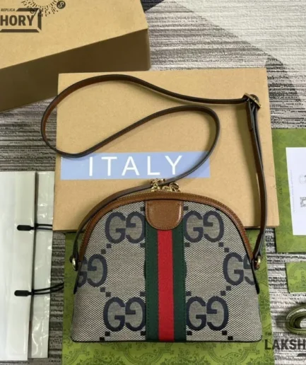 Gucci 1:1 Mirror Replica Jumbo GG Small Ophidia Dome Bag Camel 23.5CM/9.3IN Gucci Replica Ophidia Bags