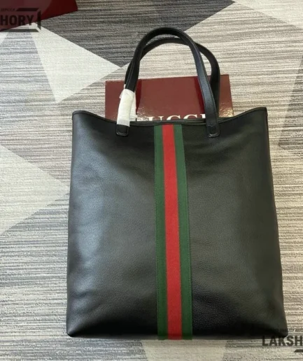 Gucci 1:1 Mirror Replica Ophidia Large Tote Bag Black Soft Leather 43CM/16.9IN Gucci Replica Ophidia Bags