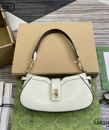 Gucci 1:1 Mirror Replica Moon Side Mini Leather Shoulder Bag 24CM/9.4IN Gucci Replica Jackie Bags