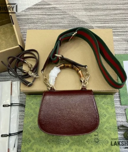 Gucci 1:1 Mirror Replica Bamboo 1947 Mini Bag Burgundy 17CM/6.7IN Gucci Replica Bamboo Bags