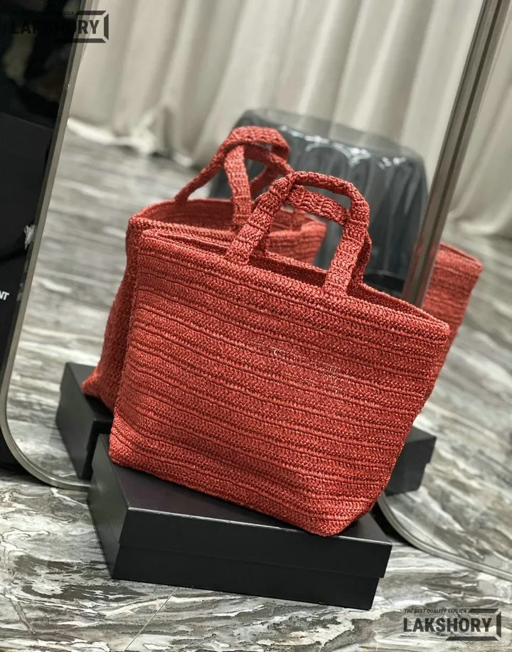 YSL 1:1 Mirror Replica Raffia Embroidered Rive Gauche Tote Bag 38CM/15IN Replica Tote Bags YSL 1:1 Mirror Replica Raffia Embroidered Rive Gauche Tote Bag 38CM/15IN Replica Tote Bags