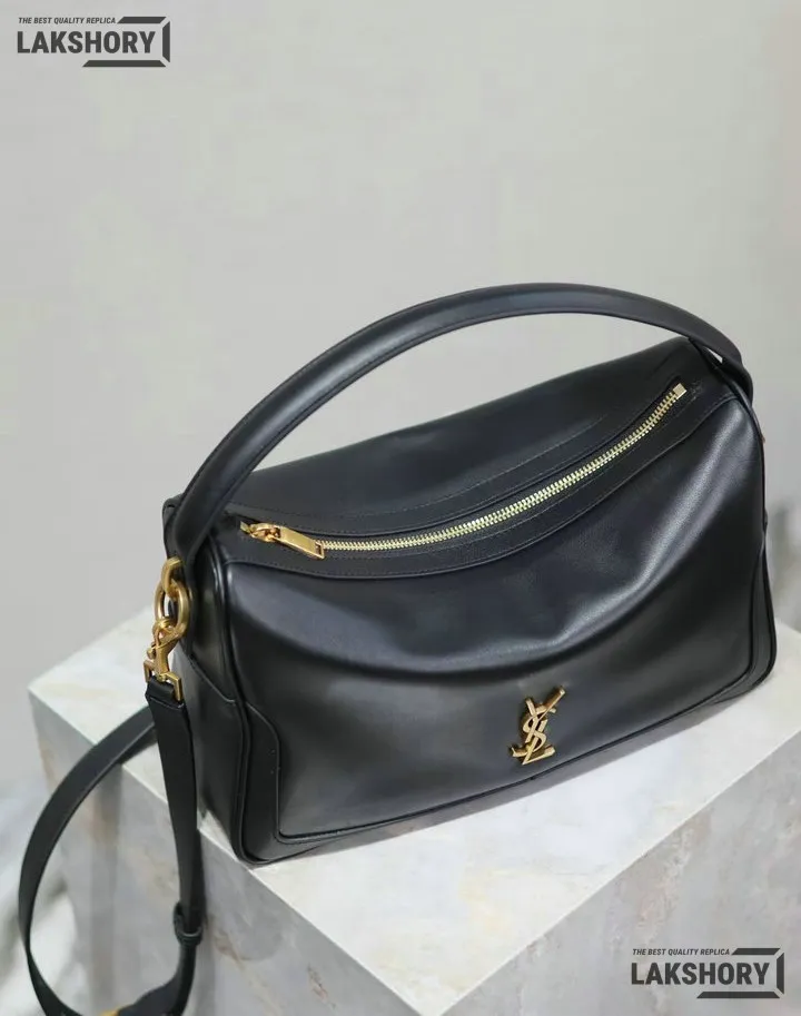 YSL 1:1 Mirror Replica Camera Supple Shoulder Bag Black 28CM/11IN Replica Hobo Bags YSL 1:1 Mirror Replica Camera Supple Shoulder Bag Black 28CM/11IN Replica Hobo Bags