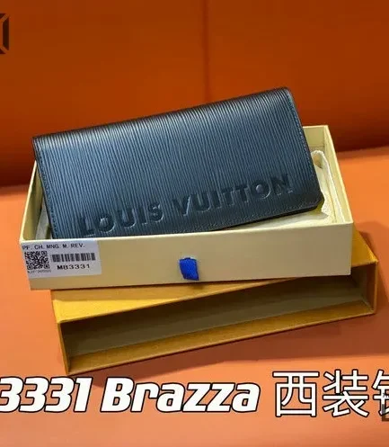 Louis Vuitton 1:1 Mirror Replica Brazza Wallet Black Epi Leather 19CM/7.5IN Louis Vuitton Replica Wallets