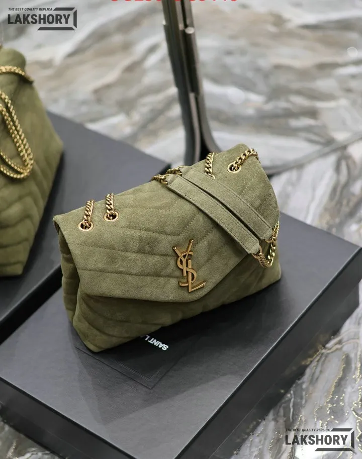 YSL 1:1 Mirror Replica Suede Calfskin Small Loulou Chain Satchel 24CM/9.4IN Replica Crossbody Bags YSL 1:1 Mirror Replica Suede Calfskin Small Loulou Chain Satchel 24CM/9.4IN Replica Crossbody Bags