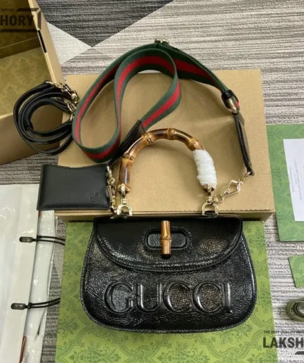 Gucci 1:1 Mirror Replica Leather Bamboo 1947 Small Bag 21CM/8.3IN Gucci Replica Bamboo Bags