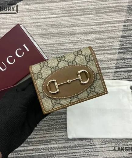 Gucci 1:1 Mirror Replica GG Horsebit 1955 Card Case Wallet 11CM/4.3IN Gucci Replica Wallets