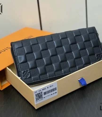 Louis Vuitton 1:1 Mirror Replica Damier Infini Zippy Wallet Vertical Black 21CM/8.3IN Louis Vuitton Replica Wallets