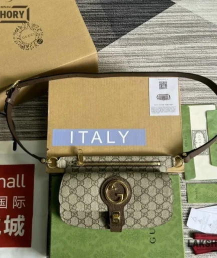 Gucci 1:1 Mirror Replica Blondie Small Belt Bag Beige Ebony 24CM/9.4IN Gucci Replica Blondie Bags