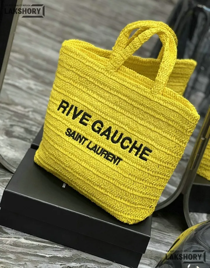 YSL 1:1 Mirror Replica Raffia Embroidered Rive Gauche Tote Bag 38CM/15IN Replica Tote Bags YSL 1:1 Mirror Replica Raffia Embroidered Rive Gauche Tote Bag 38CM/15IN Replica Tote Bags