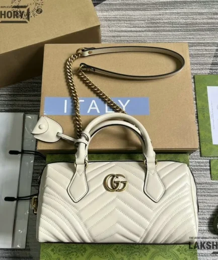 Gucci 1:1 Mirror Replica GG Marmont Small Top Handle Bag 27CM/10.6IN Gucci Replica Marmont Bags
