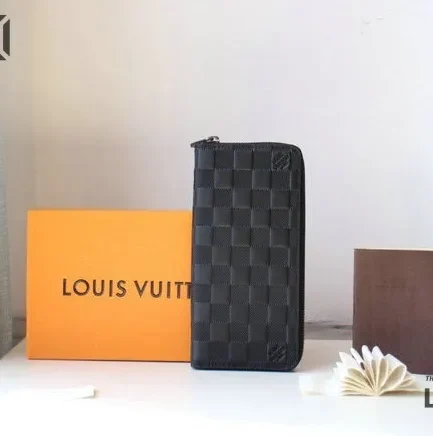 Louis Vuitton 1:1 Mirror Replica Granite Damier Infini Leather Zippy Vertical Wallet 10CM/3.9IN Louis Vuitton Replica Wallets