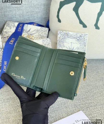 Dior 1:1 Mirror Replica Grained Calfskin Supple Cannage Caro Dahlia Wallet 11.5CM/4.5IN Christian Dior Replica Wallets