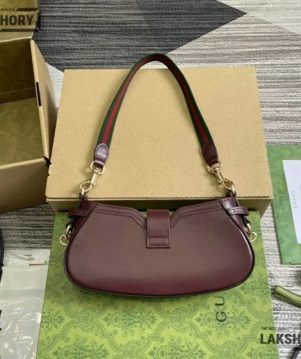 Gucci 1:1 Mirror Replica Mini Moon Side Shoulder Bag Red 24CM/9.4IN Gucci Replica Horsebit Bags