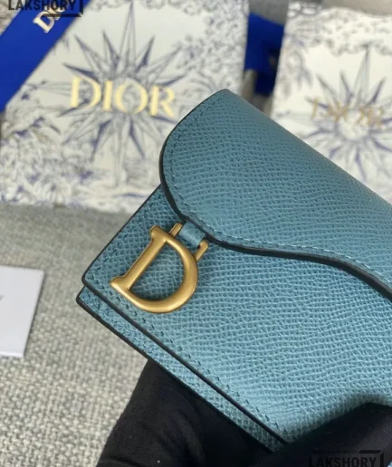 Dior 1:1 Mirror Replica Grained Calfskin Saddle Card Holder 10.5CM/4.1IN Christian Dior Replica Wallets