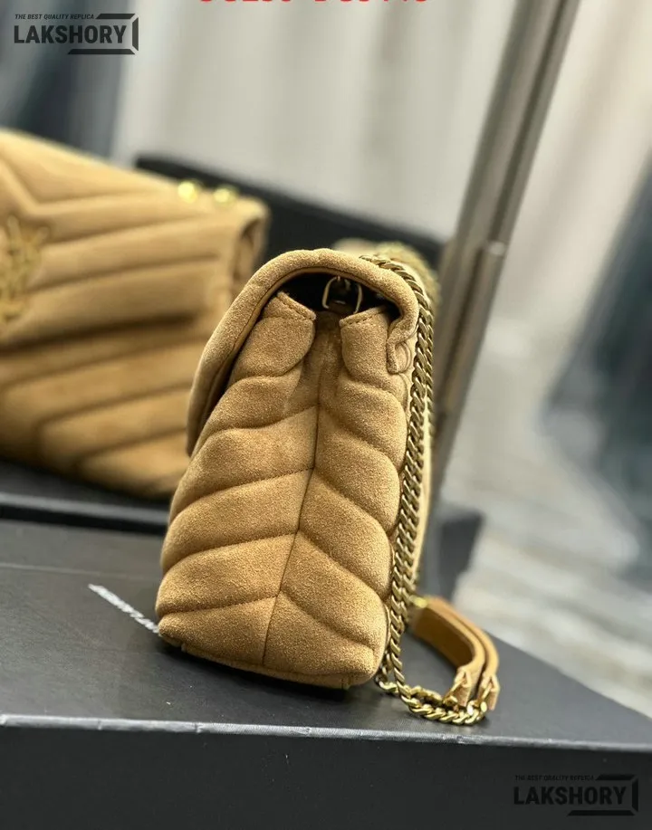 YSL 1:1 Mirror Replica Suede Calfskin Small Loulou Chain Satchel 24CM/9.4IN Replica Crossbody Bags YSL 1:1 Mirror Replica Suede Calfskin Small Loulou Chain Satchel 24CM/9.4IN Replica Crossbody Bags