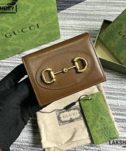 Gucci 1:1 Mirror Replica Boarded Plutone Horsebit 1955 Tri Fold Wallet 11CM/4.3IN Gucci Replica Wallets