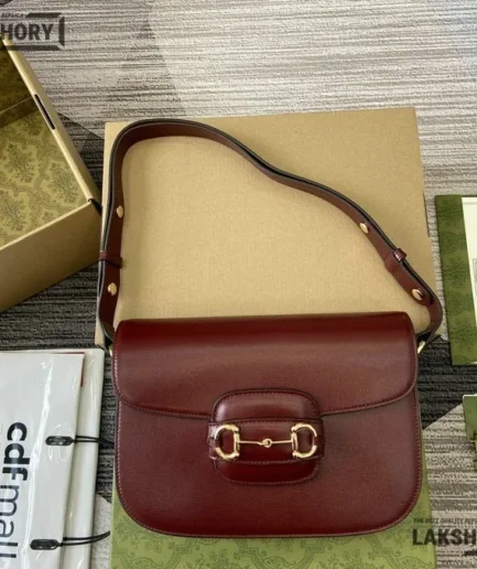 Gucci 1:1 Mirror Replica Leather 1955 Horsebit Medium Shoulder Bag 25CM/9.8IN Gucci Replica Horsebit Bags