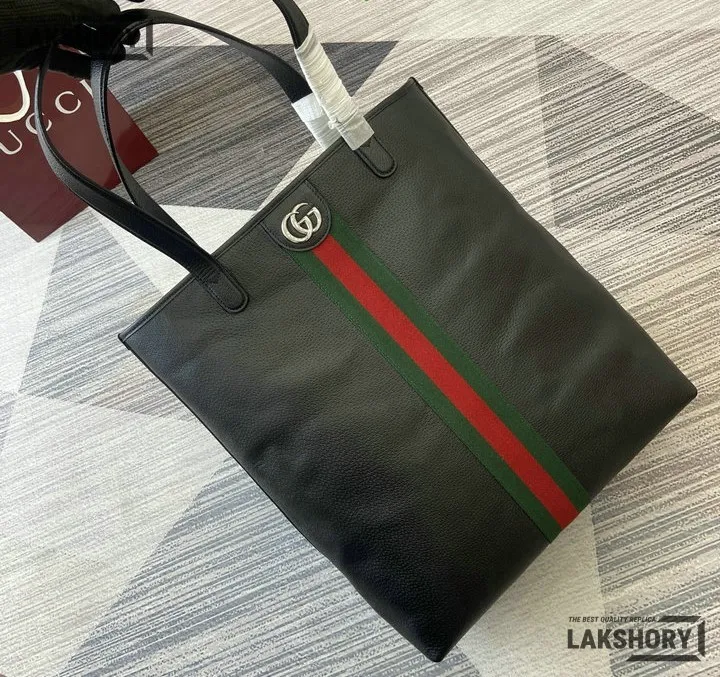 Gucci 1:1 Mirror Replica Ophidia Large Tote Bag Black Soft Leather 43CM/16.9IN Gucci Replica Ophidia Bags Gucci 1:1 Mirror Replica Ophidia Large Tote Bag Black Soft Leather 43CM/16.9IN Gucci Replica Ophidia Bags