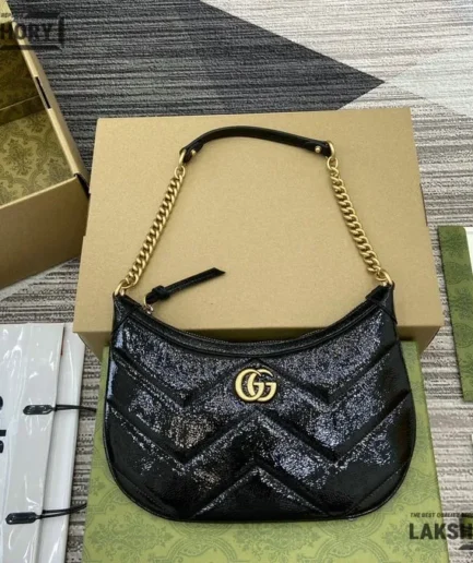 Gucci 1:1 Mirror Replica GG Marmont Half Moon Mini Hobo Bag 26CM/10.2IN Gucci Replica Marmont Bags