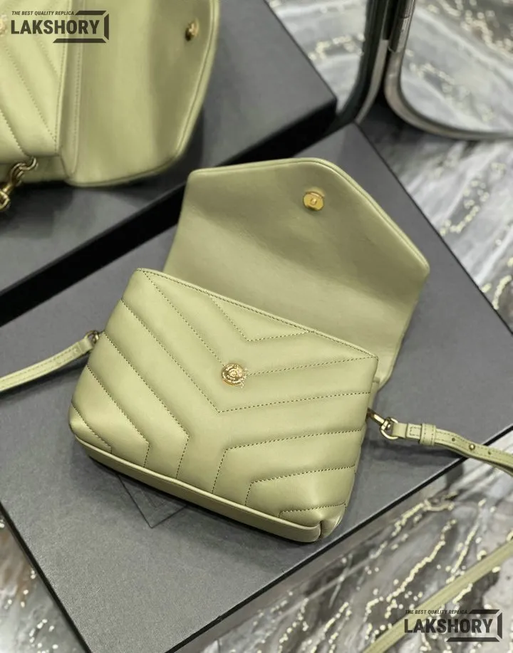 YSL 1:1 Mirror Replica Matelasse Toy Loulou Bag Light Sage 20CM/7.9IN Replica Crossbody Bags YSL 1:1 Mirror Replica Matelasse Toy Loulou Bag Light Sage 20CM/7.9IN Replica Crossbody Bags