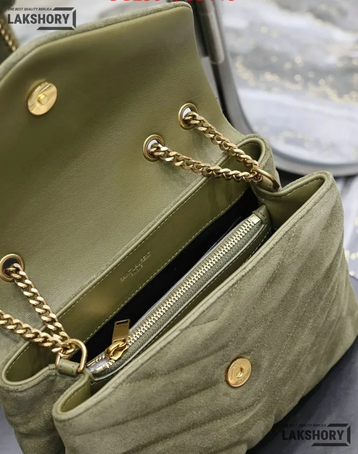 YSL 1:1 Mirror Replica Suede Calfskin Small Loulou Chain Satchel 24CM/9.4IN Replica Crossbody Bags YSL 1:1 Mirror Replica Suede Calfskin Small Loulou Chain Satchel 24CM/9.4IN Replica Crossbody Bags