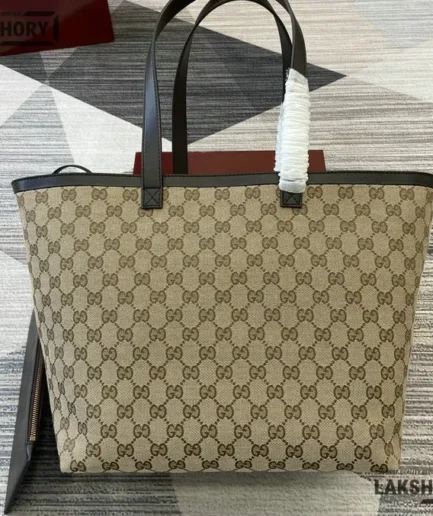 Gucci 1:1 Mirror Replica Totissima Medium Tote Bag Beige Blue 30CM/11.8IN Gucci Replica Ophidia Bags
