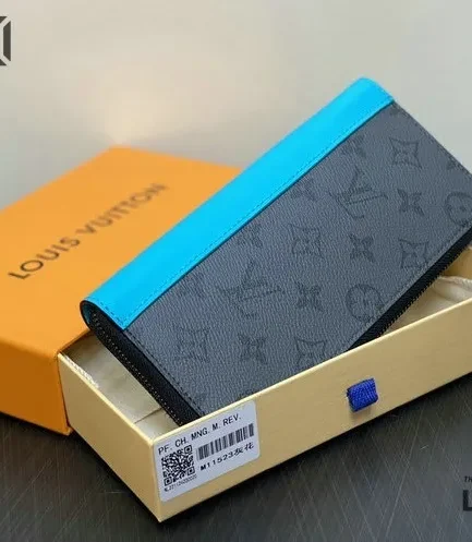 Louis Vuitton 1:1 Mirror Replica Zippy Vertical Wallet Taurillon Monogram Turquoise 20CM/7.9IN Louis Vuitton Replica Wallets