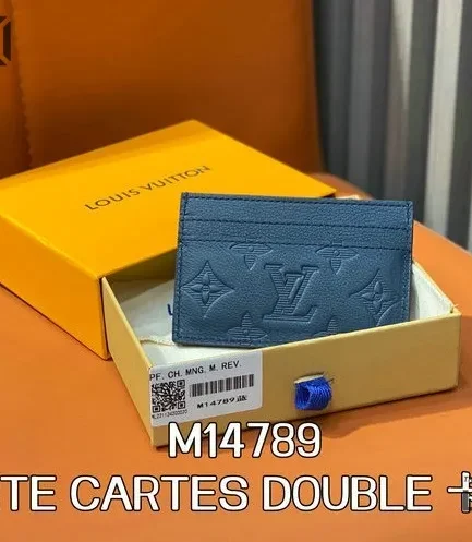 Louis Vuitton 1:1 Mirror Replica Double Card Holder Monogram Shadow 7CM/2.8IN Louis Vuitton Replica Wallets