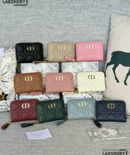 Dior 1:1 Mirror Replica Calfskin Supple Cannage Caro Compact Wallet 11CM/4.3IN Christian Dior Replica Wallets