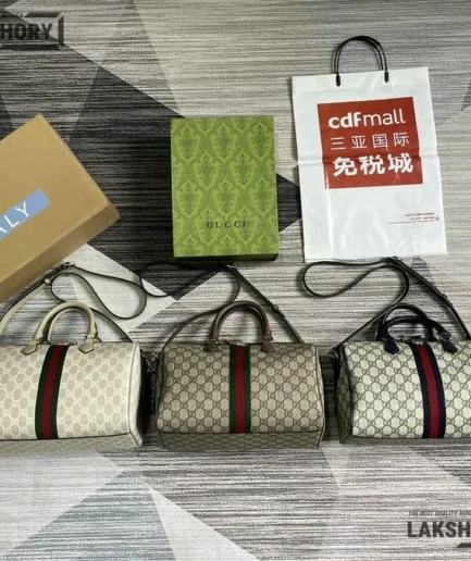 Gucci 1:1 Mirror Replica Ophidia Large Boston Bag GG Supreme 31CM/12.2IN Gucci Replica Ophidia Bags